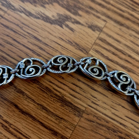 BRIGHTON Vintage Swirl Heart And Crystal Link Bracelet SWEET AND SPARKLY! - Picture 6 of 11